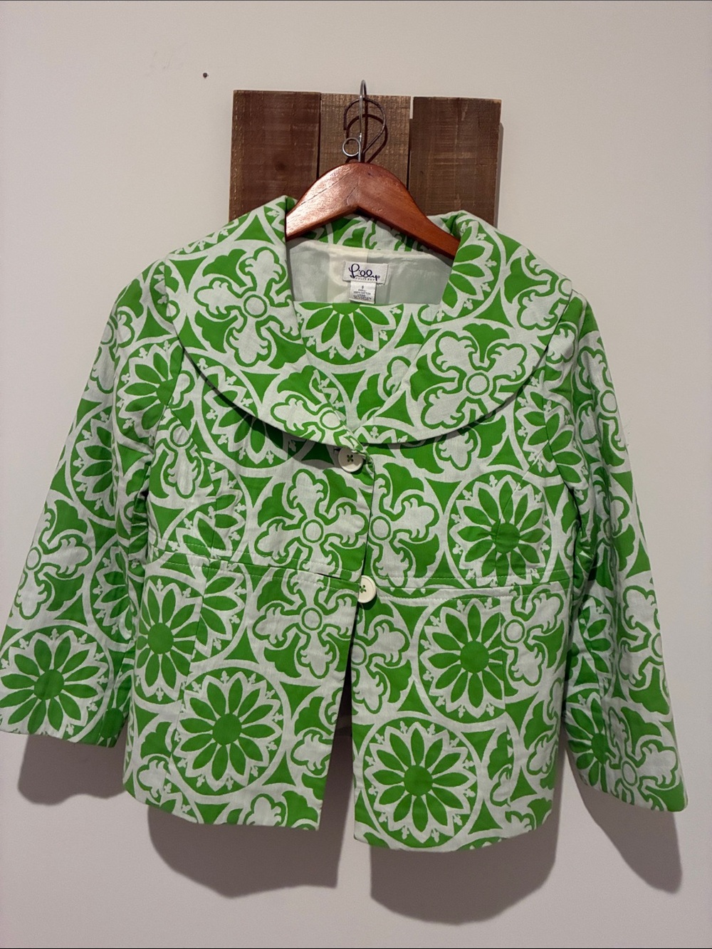 Lilly Pulitzer Green and White Patterned Jacket